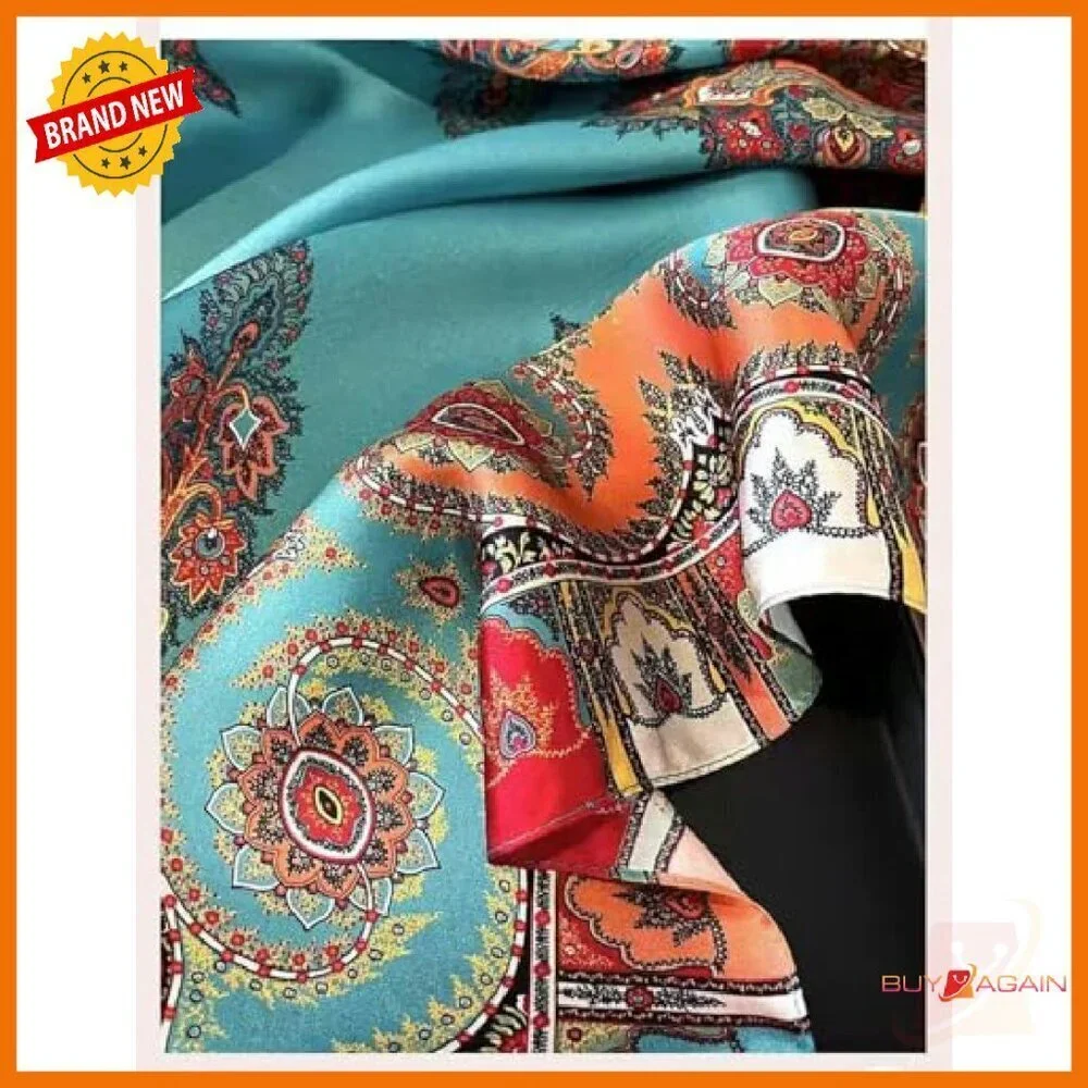 100% Mulberry Silk Square Scarf 25.6